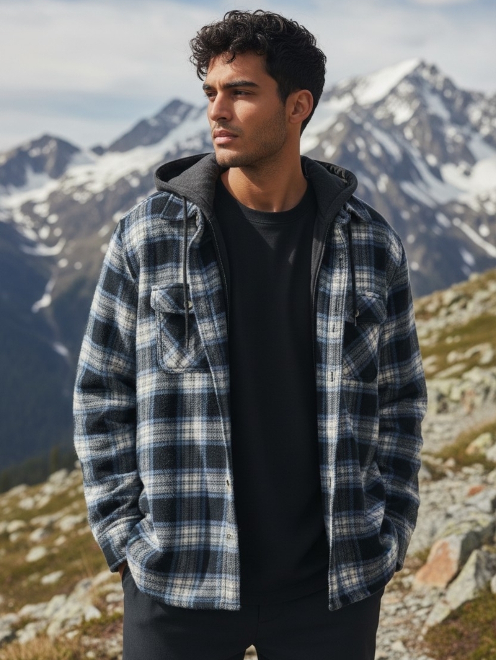 LeeHanTon Men Heavy Thick Flannel Plaid Jacket Sherpa Fleece Lined Sweatshirt XL